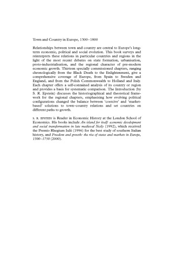 Town and Country in Europe, 1300-1800 (Themes in International Urban History)