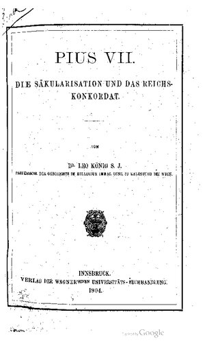 Pius VII. Die Säkularisation und das Reichs-Konkordat