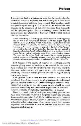 Volume 38 Issue 1, March 1990, Current Sociology, Genocide a Sociological Perspective