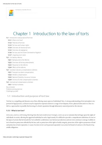 Contemporary Australian Tort Law