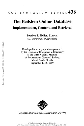 The Beilstein Online Database. Implementation, Content, and Retrieval