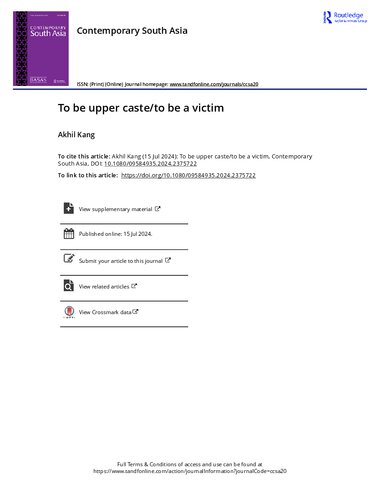 To be upper caste/ to be a victim