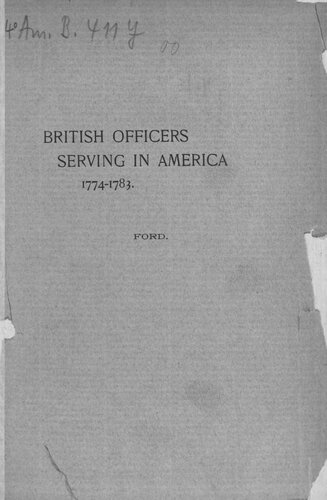 British Officers Serving in the American Revolution 1774 - 1783
