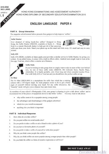 HKDSE English Language 2015: Paper 4