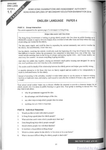 HKDSE English Language 2018: Paper 4