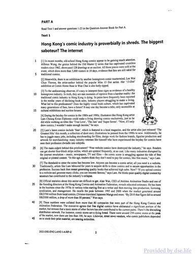 HKDSE English Language 2022: Paper 1