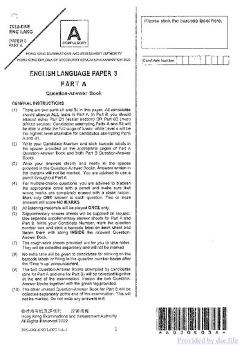 HKDSE English Language 2022: Paper 3
