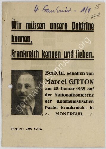 Wir müssen unsere Doktrine kennen, Frankreich kennen und lieben