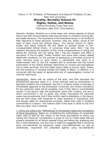 Morality, Mortality: Volume II: Rights, Duties, and Status