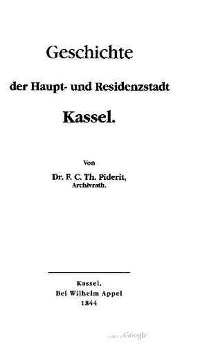 Geschichte der Haupt- und Residenzstadt Kassel
