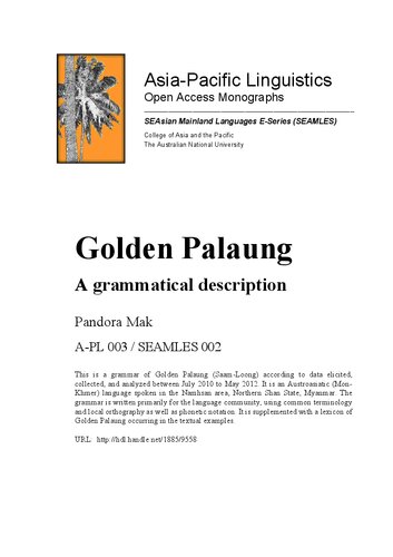 Golden Palaung. A grammatical description