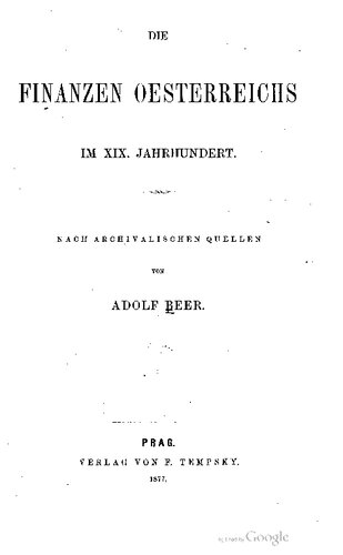 Die Finanzen Österreichs im XIX. Jahrhundert