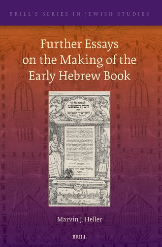 Further Essays on the Making of the Early Hebrew Book