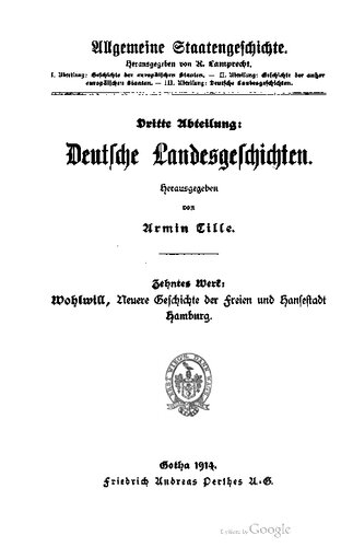 Neuere Geschichte der Freien und Hansestadt Hamburg insbesondere von 1789 bis 1815