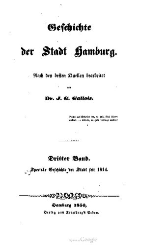 Geschichte der Stadt Hamburg/ Specielle Geschichte der Stadt seit 1814