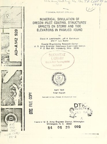 Numerical Simulation of Oregon Inlet Control Structures Effects of Storm and Tide Elevations in Pamlico Sound