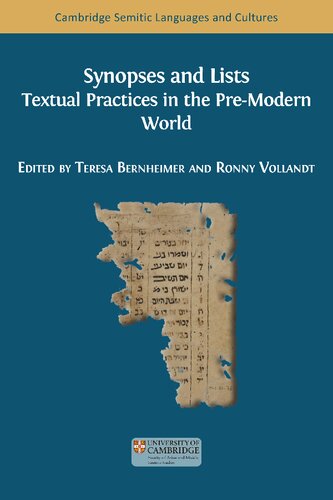Synopses and Lists: Textual Practices in the Pre-Modern World