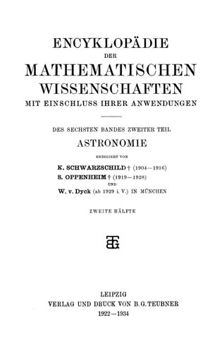 Encyclopaedie der mathematischen Wissenschaften und Anwendungen. Astronomie Band 6, Teil 2, Heft 2