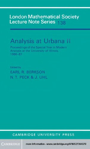 Analysis at Urbana: Volume 2, Analysis in Abstract Spaces (London Mathematical Society Lecture Note Series, Series Number 138)