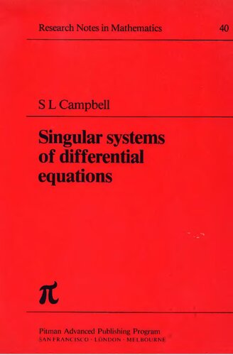 Singular systems of differential equations (Research notes in mathematics)