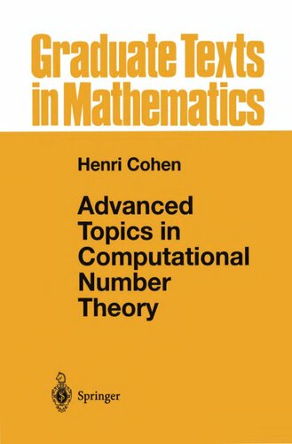 Advanced Topics in Computational Number Theory