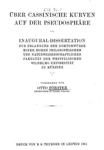 Ueber Cassinische Kurven auf der Pseudosphaere