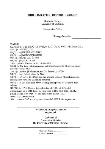 Theory of determinants. 1880 to 1900