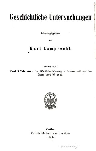 Die öffentliche Meinung in Sachsen während der Jahre 1806 bis 1812