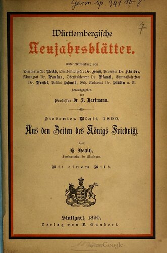 Aus den Zeiten des Königs Friedrich