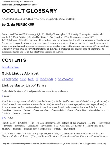 Occult Glossary: A Compendium of Oriental and Theosophical Terms