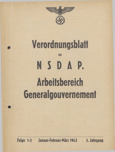 Verordnungsblatt der NSDAP. Arbeitsbereich Generalgouvernement