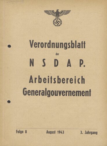 Verordnungsblatt der NSDAP. Arbeitsbereich Generalgouvernement