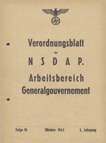 Verordnungsblatt der NSDAP. Arbeitsbereich Generalgouvernement
