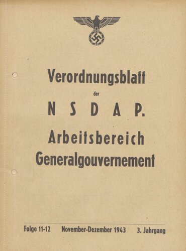 Verordnungsblatt der NSDAP. Arbeitsbereich Generalgouvernement