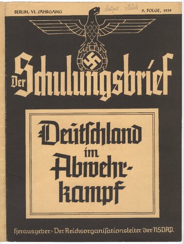 nsdap schulungsbrief 1939-09 Deutschland im Abwehrkampf