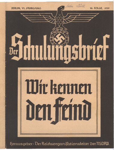 nsdap schulungsbrief 1939-10 Wir kennen den Feind