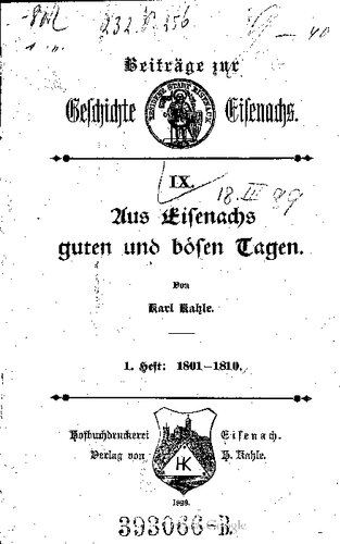 Aus Eisenachs guten und bösen Tagen / 1801-1810