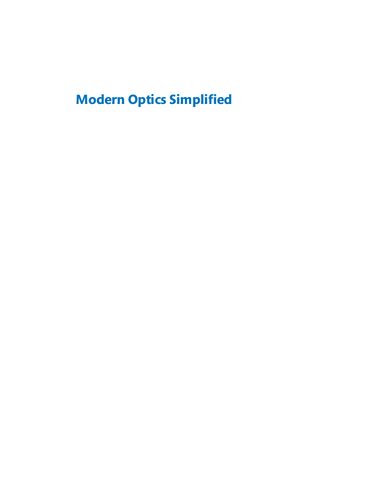 Modern Optics Simplified