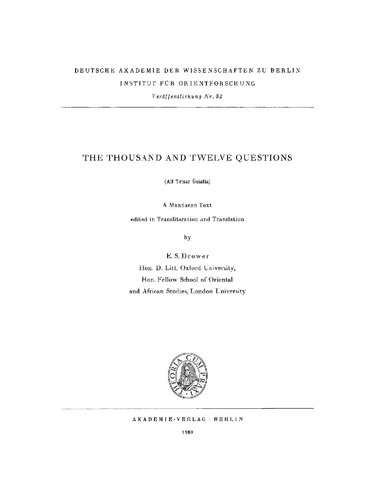 The thousand and twelve questions (Alf trisar šuialia)