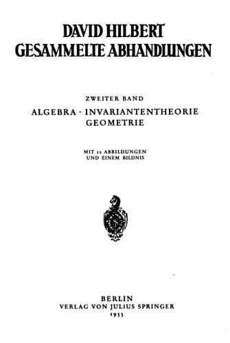 Algebra, Invariantentheorie, Geometrie