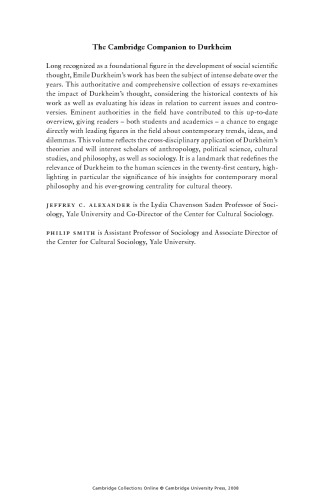 The Cambridge Companion to Durkheim