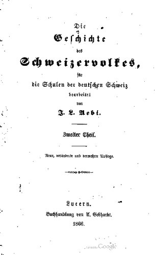 Geschichte des Schweizervolkes nach A. Daguet für die Schulen der deutschen Schweiz