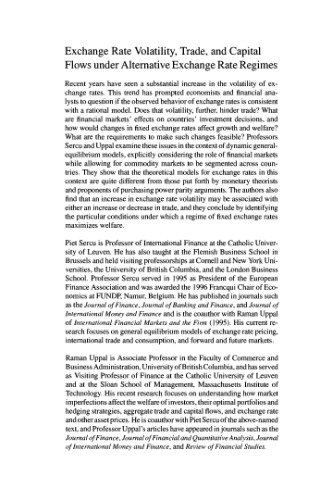 Exchange Rate Volatility, Trade, and Capital Flows under Alternative Exchange Rate Regimes (Japan-US Center UFJ Bank Monographs on International Financial Markets)