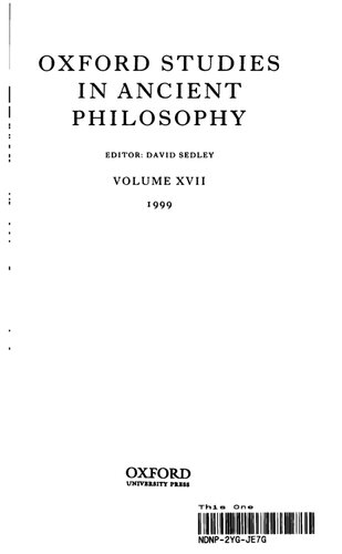 Oxford Studies in Ancient Philosophy: Volume XVII: 1999: 17