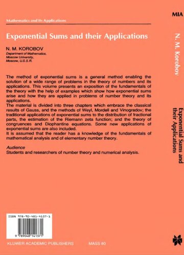 Exponential Sums and their Applications (Mathematics and its Applications, 80)