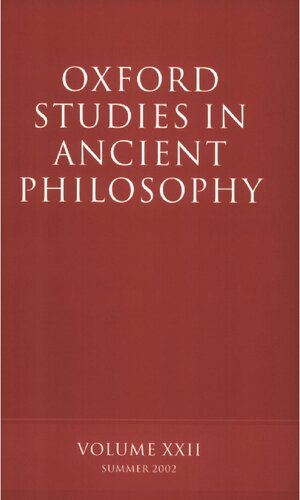 Oxford Studies in Ancient Philosophy: Volume XXII: Summer 2002: 22
