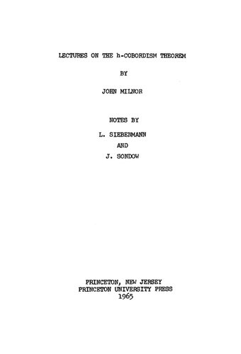 Lectures on the h-cobordism theorem