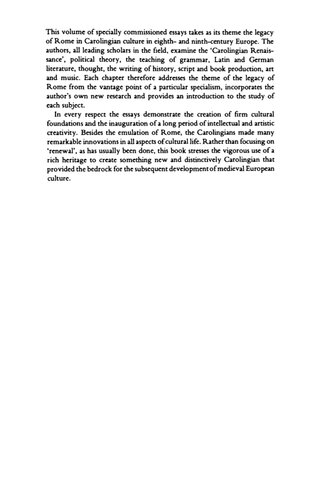 Carolingian Culture: Emulation and Innovation