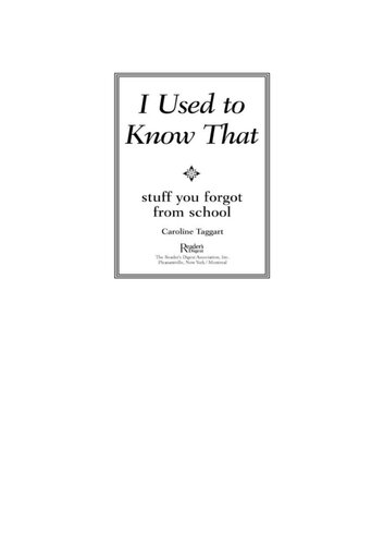 I Used to Know That: Stuff You Forgot From School