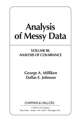 Analysis of Messy Data, Volume III: Analysis of Covariance